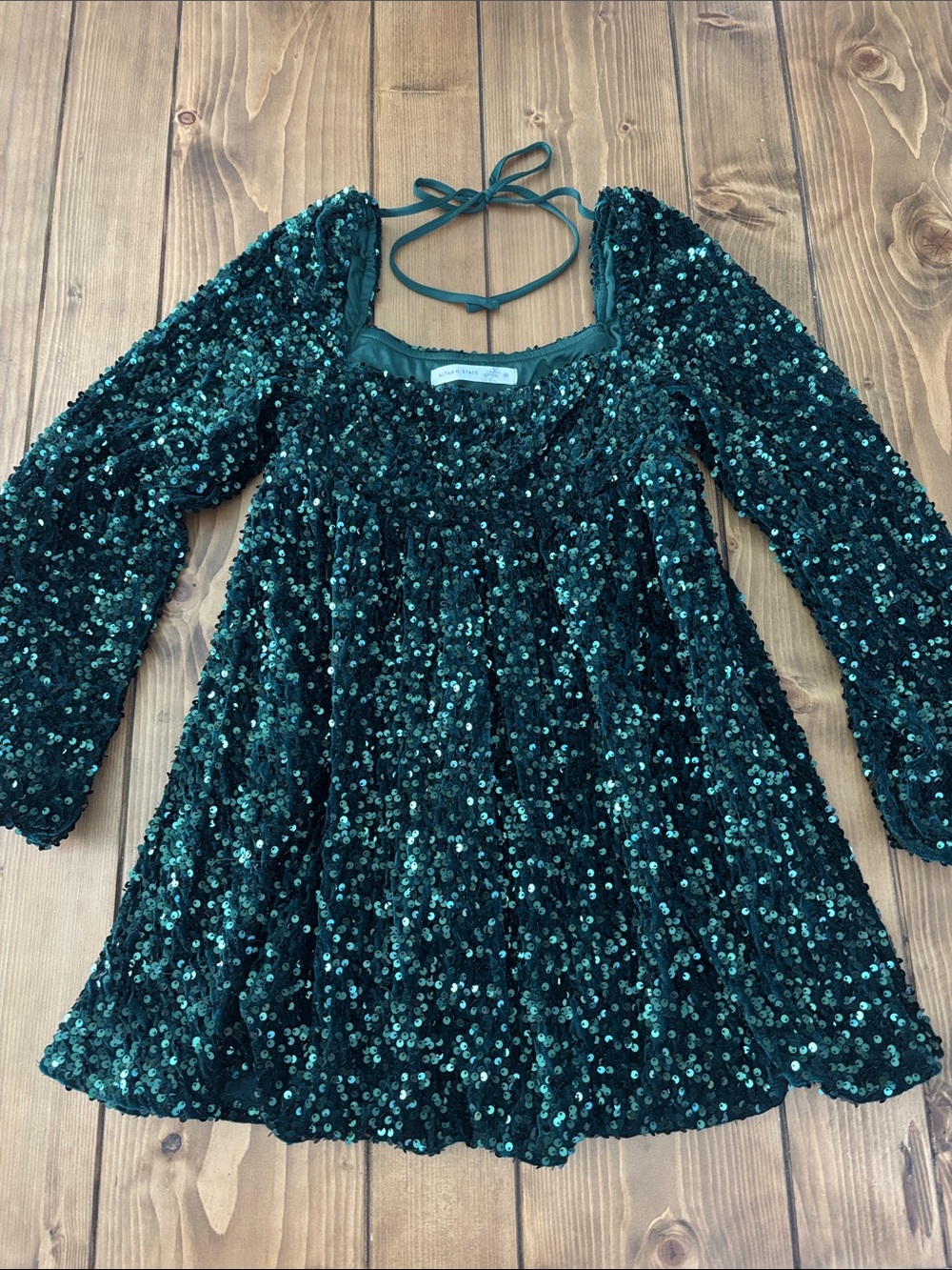 Altar'd State Emerald Green Sequin Mini Dress